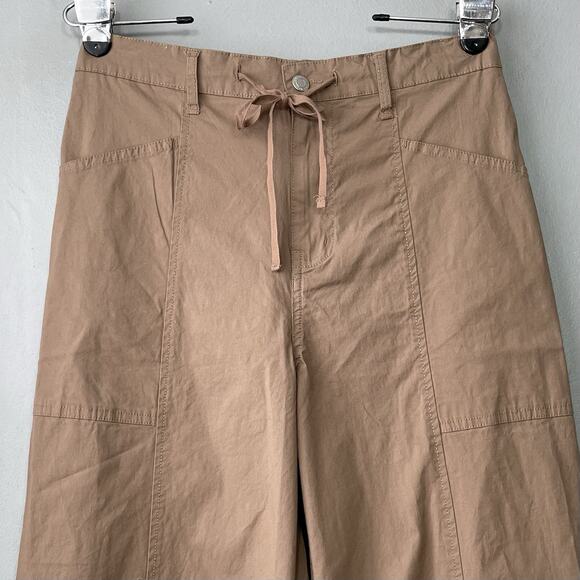 Wide Leg Utility Pants Size Medium Poplin High Rise Drawstring Lagenlook Baggy - Picture 2 of 13